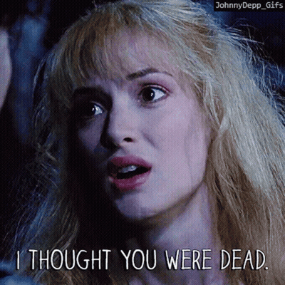 A Close Up Of A Woman 'S Face With A Caption That Says I Thought You Were Dead GIF