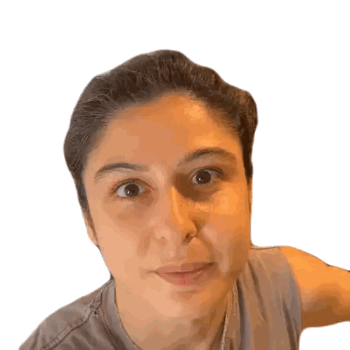 A Close Up Of A Woman 'S Face With A Gray Shirt On Sticker