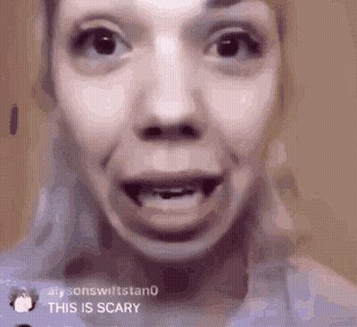 A Close Up Of A Woman 'S Face With A Missing Tooth And A Caption That Says `` This Is Scary '' . GIF