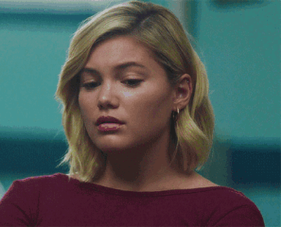 A Close Up Of A Woman 'S Face With A Red Shirt On GIF