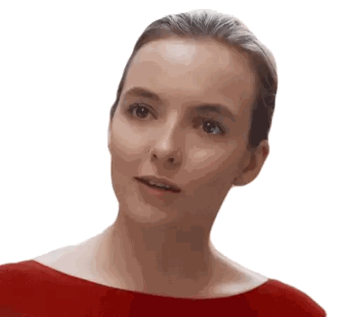A Close Up Of A Woman 'S Face With A Red Top On Sticker