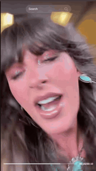 A Close Up Of A Woman 'S Face With A Search Bar At The Bottom GIF