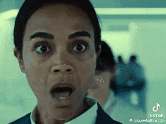 A Close Up Of A Woman 'S Face With A Surprised Look On Her Face And A Tiktok Watermark GIF