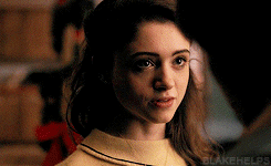 A Close Up Of A Woman 'S Face With Blakehelps Written Below Her GIF