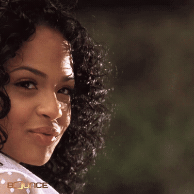 A Close Up Of A Woman 'S Face With Bounce Written On The Bottom Right GIF