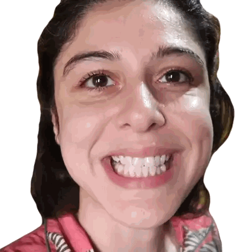 A Close Up Of A Woman 'S Face With Her Teeth Visible Sticker