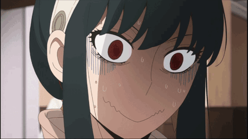 A Close Up Of A Woman 'S Face With Red Eyes GIF