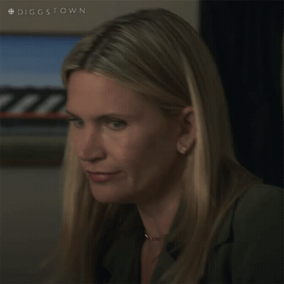 A Close Up Of A Woman 'S Face With The Hashtag #Diggstown On The Bottom GIF