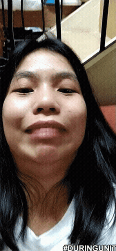 A Close Up Of A Woman 'S Face With The Hashtag #Duringunit On The Bottom GIF