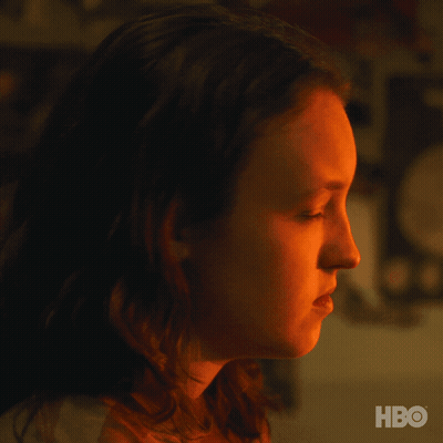 A Close Up Of A Woman 'S Face With The Hbo Logo On The Bottom GIF