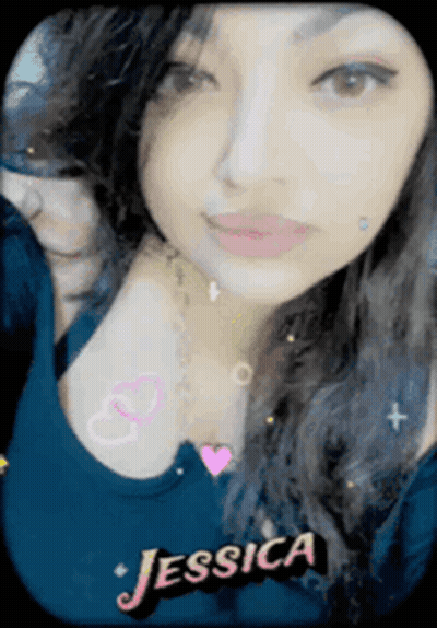 A Close Up Of A Woman 'S Face With The Name Jessica On It GIF