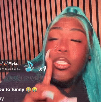 A Close Up Of A Woman 'S Face With The Name Myla On The Bottom Right GIF