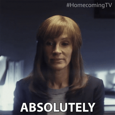 A Close Up Of A Woman 'S Face With The Word Absolutely Visible GIF