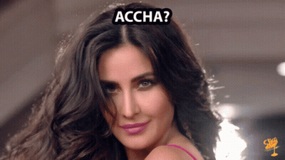 A Close Up Of A Woman 'S Face With The Word Accha Above It GIF