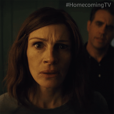 A Close Up Of A Woman 'S Face With The Word Look Written Below Her GIF