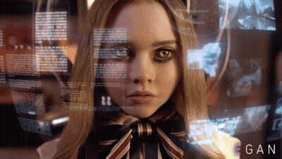 A Close Up Of A Woman 'S Face With The Word Megan On The Bottom GIF