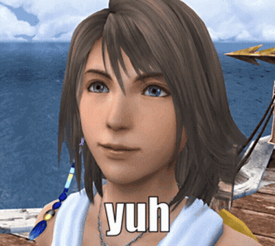 A Close Up Of A Woman 'S Face With The Word Yuh Written On It GIF
