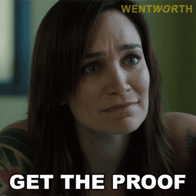 A Close Up Of A Woman 'S Face With The Words Get The Proof Below It GIF