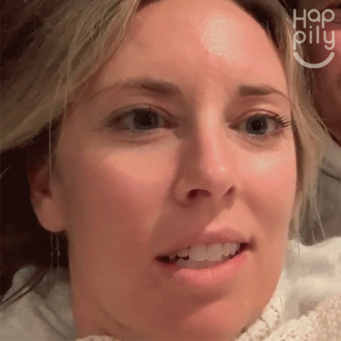 A Close Up Of A Woman 'S Face With The Words Hop Pillu Written In The Corner GIF