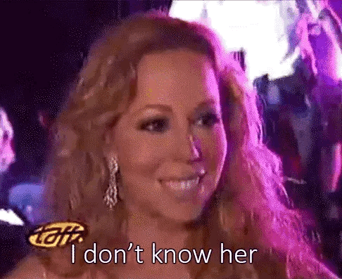 A Close Up Of A Woman 'S Face With The Words `` I Don 'T Know Her '' Written Next To Her . GIF