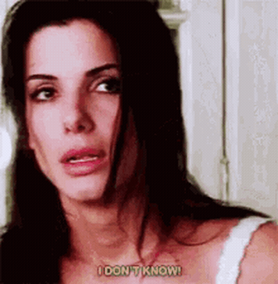 A Close Up Of A Woman 'S Face With The Words `` I Don 'T Know '' Written On It . GIF