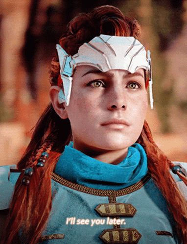 A Close Up Of A Woman 'S Face With The Words I 'Ll See You Later GIF