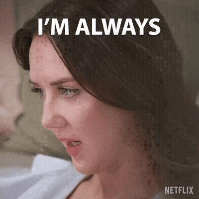 A Close Up Of A Woman 'S Face With The Words I 'M Always Written Above Her GIF
