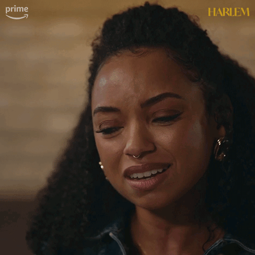 A Close Up Of A Woman 'S Face With The Words I 'M Done Below Her GIF