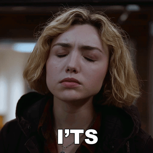 A Close Up Of A Woman 'S Face With The Words I 'Ts Written Below Her GIF