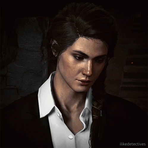 A Close Up Of A Woman 'S Face With The Words Ilikedetectives On The Bottom GIF