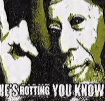 A Close Up Of A Woman 'S Face With The Words `` It 'S Rotting You Know '' . GIF