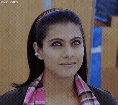 A Close Up Of A Woman 'S Face With The Words Kajolgifs On The Bottom Right GIF