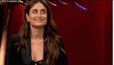 A Close Up Of A Woman 'S Face With The Words Kareena Kapoor On The Bottom Right GIF
