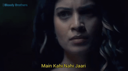 A Close Up Of A Woman 'S Face With The Words Main Kahi Nahi Jaari On The Bottom GIF
