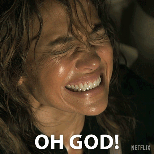 Close Up Of Woman's Face With Oh God Text GIF