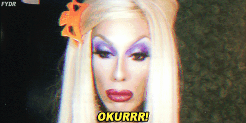 A Close Up Of A Woman 'S Face With The Words Okurrr On The Bottom GIF