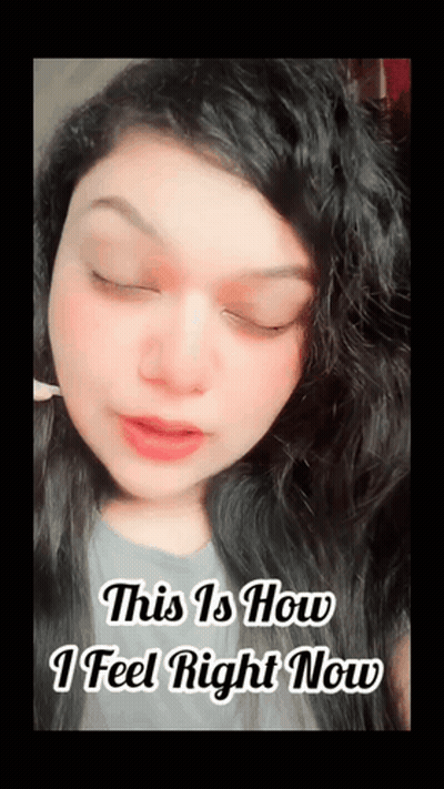 A Close Up Of A Woman 'S Face With The Words " This Is How I Feel Right Now " GIF
