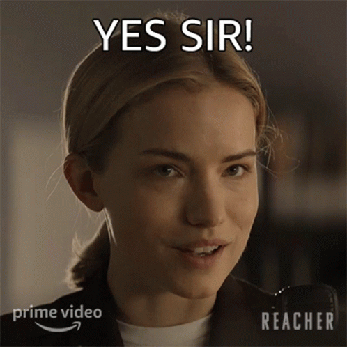 Close Up Of Woman's Face With Yes Sir Text GIF