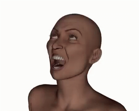 A Close Up Of A Woman 'S Head With Her Mouth Open . GIF