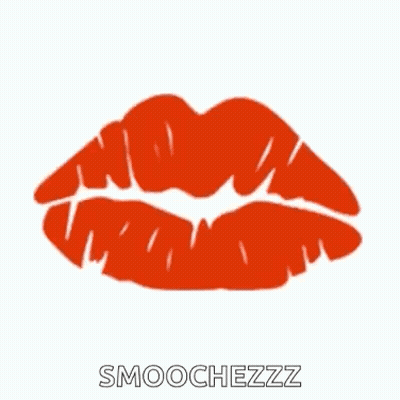 A Close Up Of A Woman 'S Red Lips With The Words Smoochezz Written In The Corner . GIF