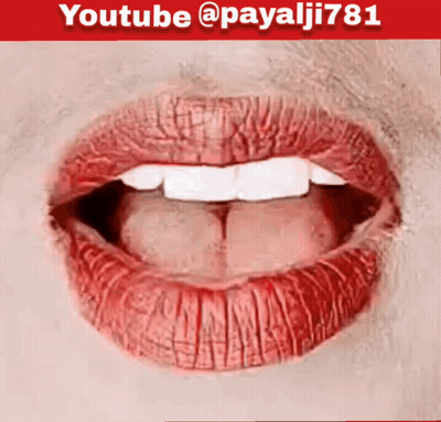 A Close Up Of A Woman 'S Red Lips With The Words Youtube @ Payali781 Above It GIF