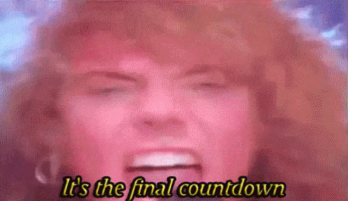A Close Up Of A Woman Singing Into A Microphone With The Words It 'S The Final Countdown . GIF