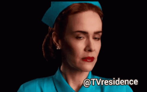 A Close Up Of A Woman Wearing A Nurse 'S Uniform And Hat With The Words @Tvresidence Below Her GIF