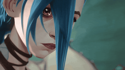 A Close Up Of A Woman With Blue Hair GIF
