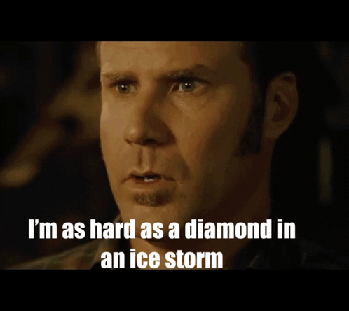 A Close Up Of A Woman With Glasses And The Words I 'M As Hard As A Diamond In An Ice Storm GIF