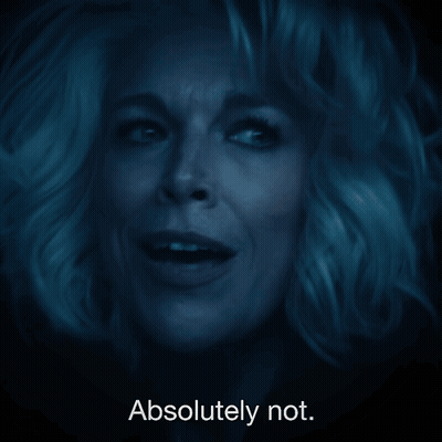 A Close Up Of A Woman With The Words Absolutely Not Below Her GIF