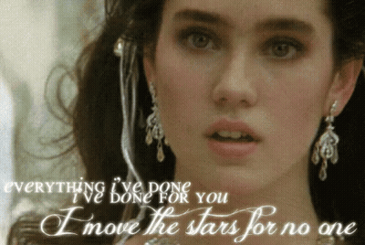 A Close Up Of A Woman With The Words " Everything I 'Ve Done For You I Move The Stars For No One " Behind Her GIF