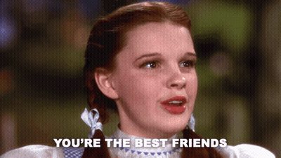 A Close Up Of A Woman With The Words You 'Re The Best Friends Above Her GIF