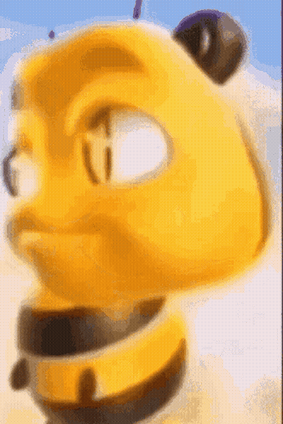 A Close Up Of A Yellow Cartoon Character 'S Face With A Collar . GIF