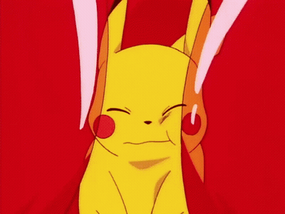 A Close Up Of A Yellow Cartoon Character With Red Eyes On A Red Background GIF